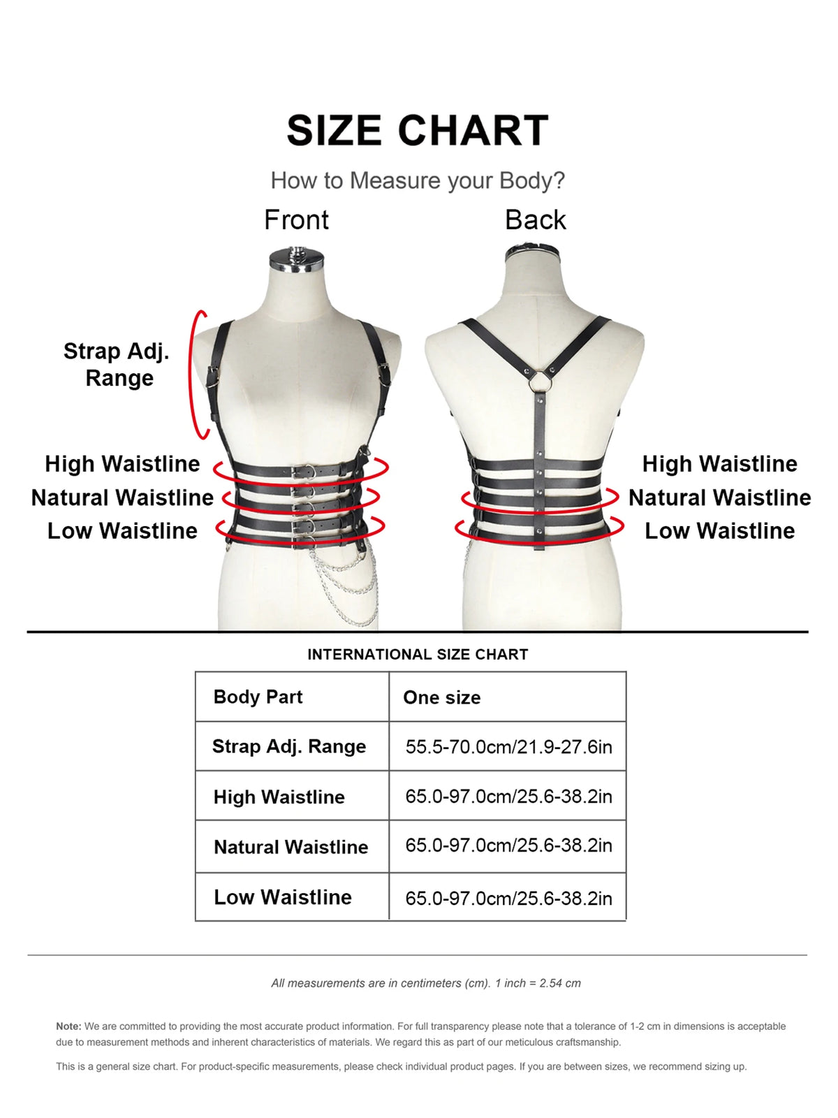 Gothic Punk Chain Body Harness Waist Belt for Women - Adjustable Faux Leather Cincher