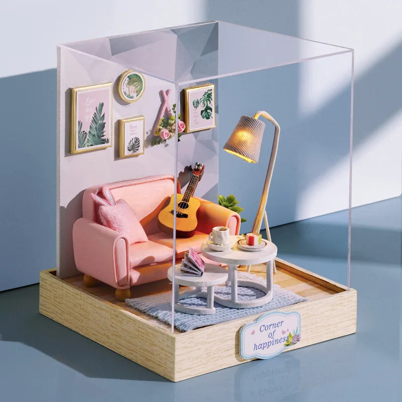DIY 3D Puzzle Wooden Miniature Dollhouse Building Kit - Handmade Coffee House Model Gift