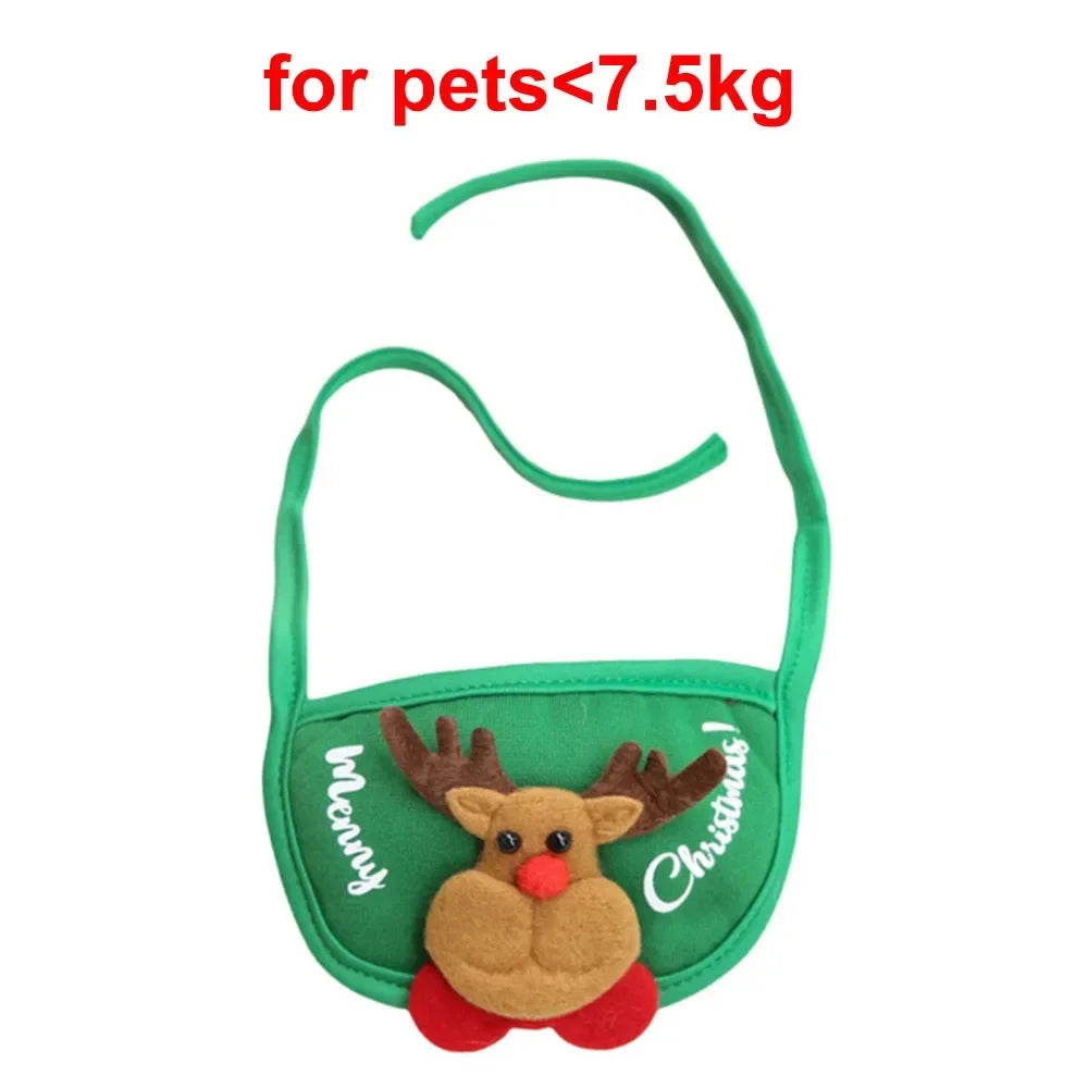 Christmas Pet Costume Santa Elk Hat Bandana Bib Scarf Set for Dogs and Cats