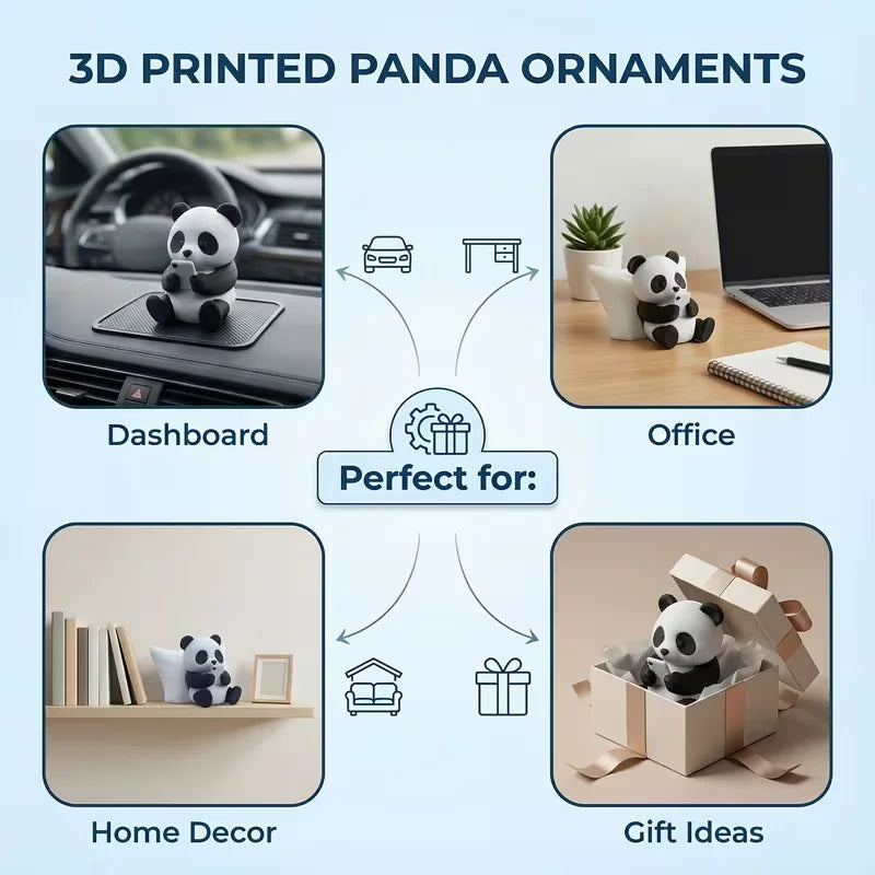 Cute Panda Sculpture Ornament – Creative Animal Figurine for Desk, Office & Car Decor