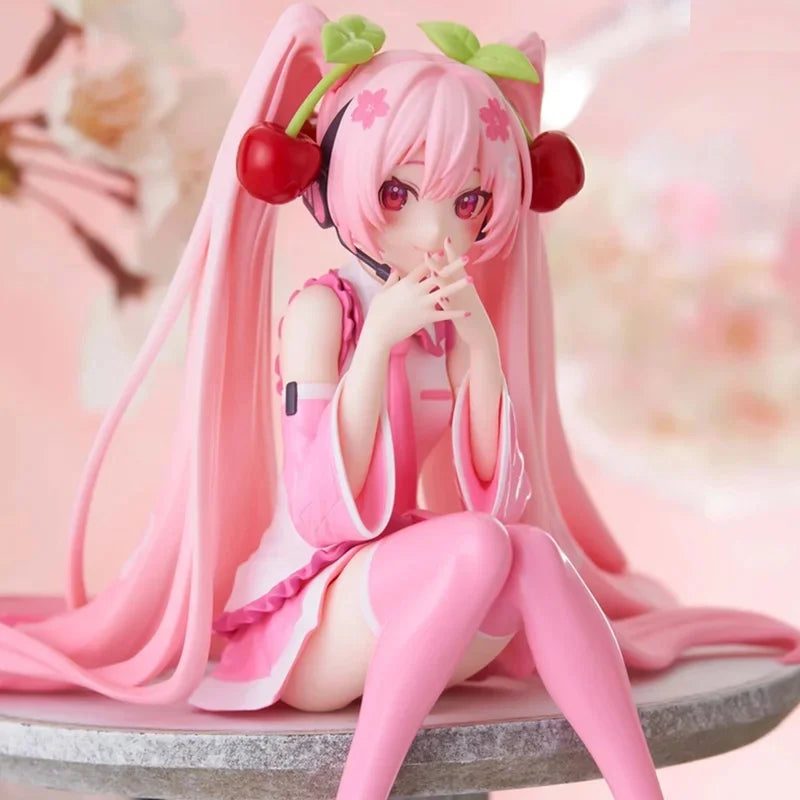 Hatsune Miku Anime Figure Pink Dress Cherry Blossom Model Collectible Gift