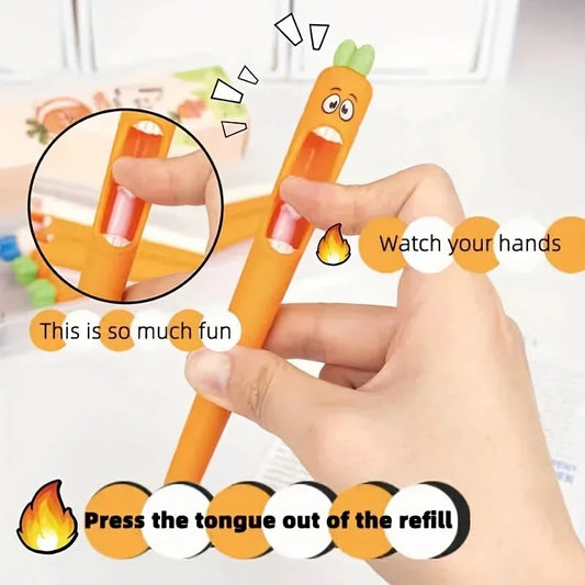 4pcs Radish Shaped Gel Pens Black Ink 0.5mm Fun Stationery Easter Party Favors