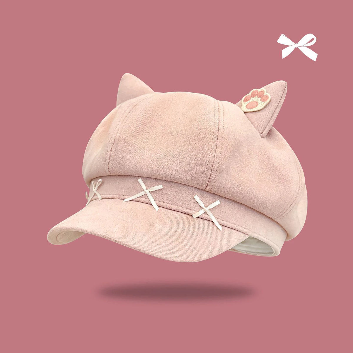 Vintage Cat Ear Newsboy Cap - Harajuku Kawaii Cat Paw Baker Boy Beret Hat