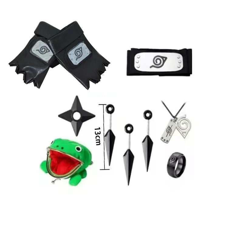 Naruto Kakashi Cosplay Accessory Set - Mask, Headband, Gloves and Kunai Props for Anime Fans