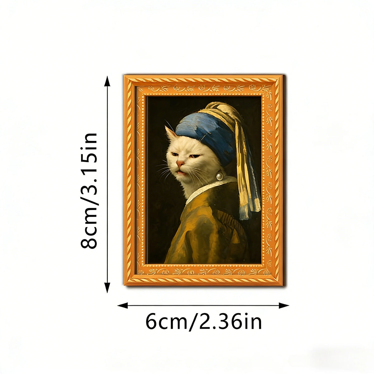 Famous Art Funny Cat Wooden Mini Frame Fridge Magnet