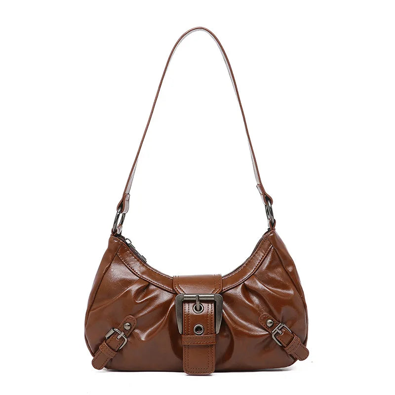 Y2K Retro Pleated Hobo Shoulder Bag for Women – Underarm Clutch Handbag