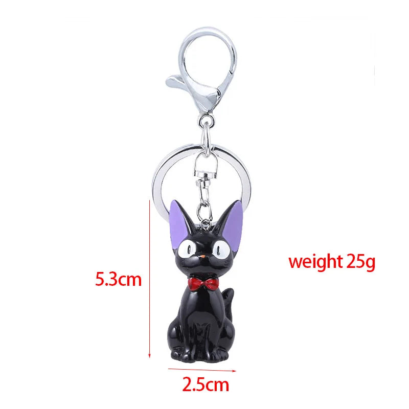 Cute Black Cat Anime Keychain - Cartoon Backpack Charm Keyring