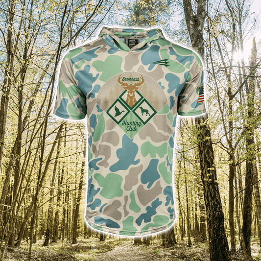 Seamhead Hunting Club HyperMAX Short Sleeve Camo Baseball Hoodie.