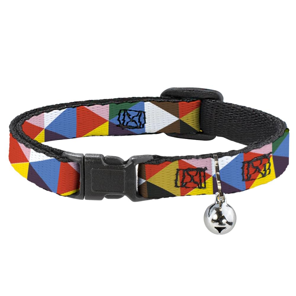 Cat Collar Breakaway - Geometric Triangle Blocks Multi Color.
