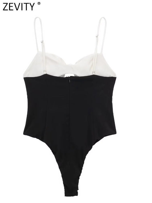 Bow Design White & Black Playsuits