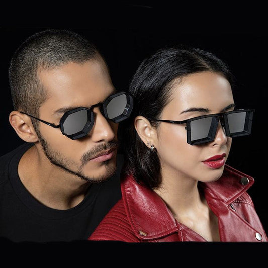 Polygon Hollow Frame Sun Glasses.