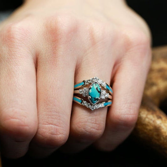 Achieving Dreams Turquoise 3-Piece Ring - Realm of Wonders