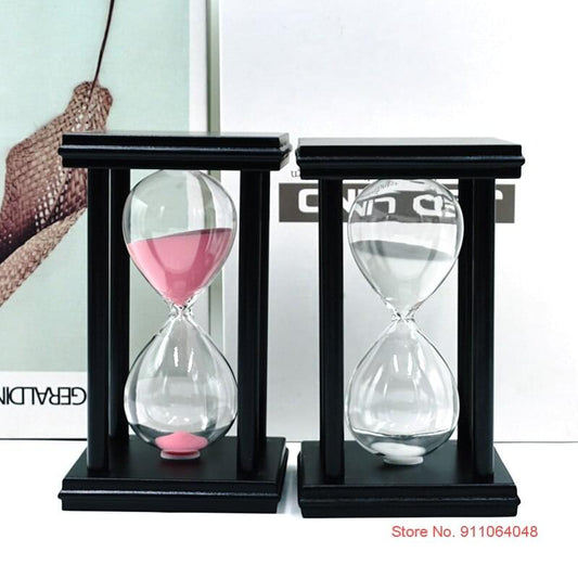 Vintage Black Wooden Hourglass.