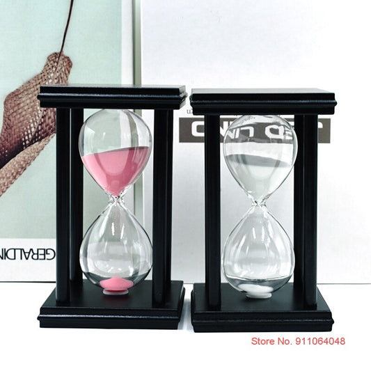 Vintage Black Wooden Hourglass - Realm of Wonders