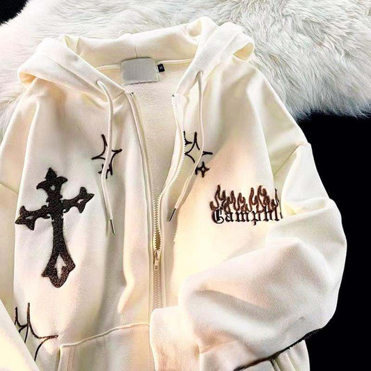 Embroidered Retro Hoodie.