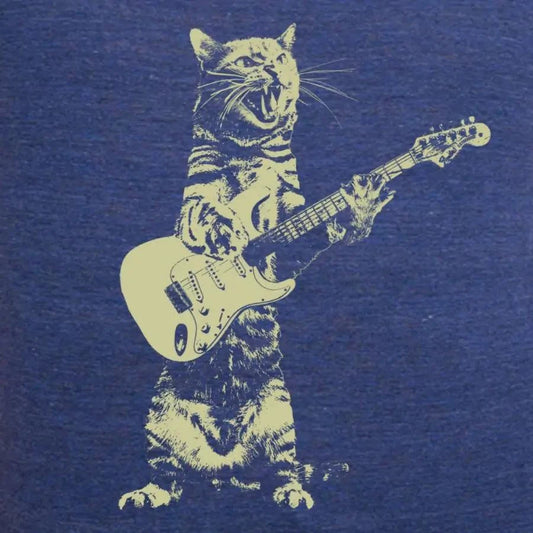 Feline Melodies: A Purrfect Jam Session Guitarist Cat T-Shirt.