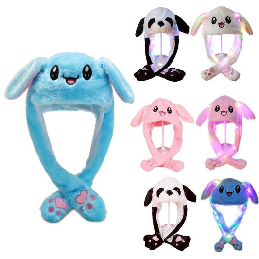 Plush Hat with Movable Ears and LED Light.