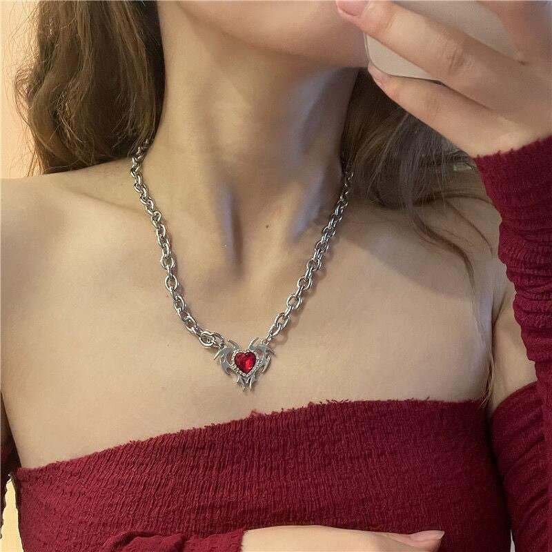 Red Crystal Pendant Necklace.