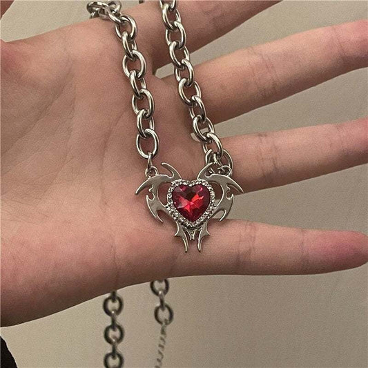 Red Crystal Pendant Necklace.