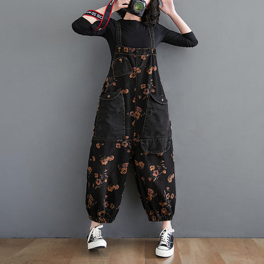 Loose Jeans Black Jumpsuit Romper - Realm of Wonders