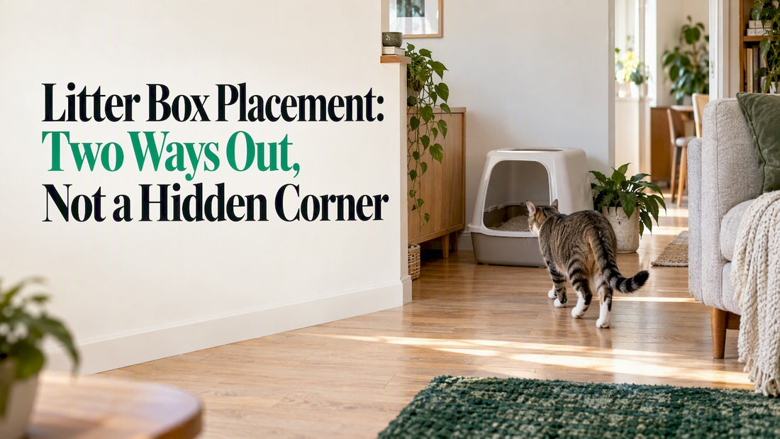 Cat approaches a litter box with open routes