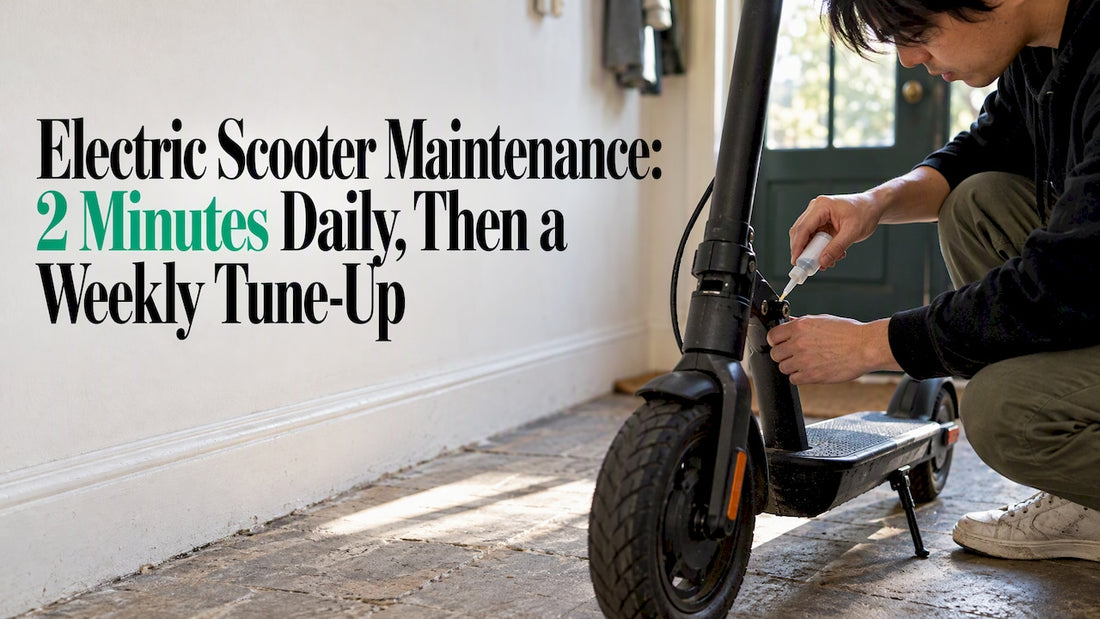 Rider lubricating an electric scooter folding joint