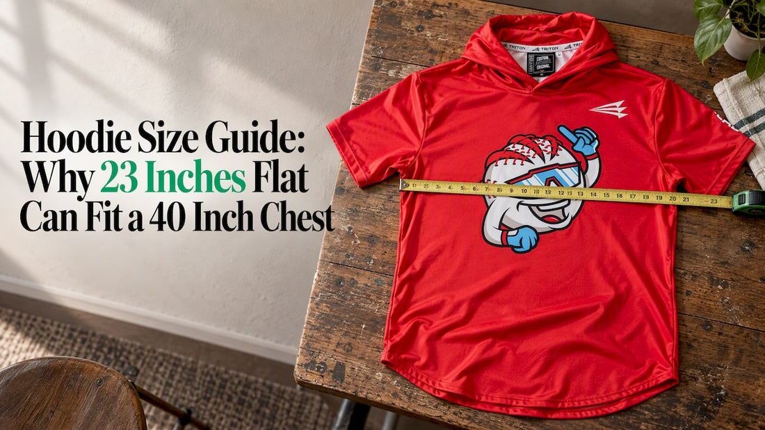 Hoodie laid flat for chest measurement