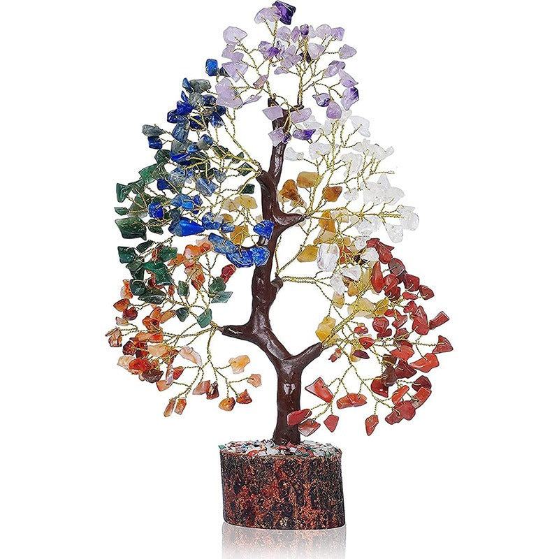 Enchanted Crystal Tree with multicolored polished stone chips on branching wire limbs and a dark brown trunk base.