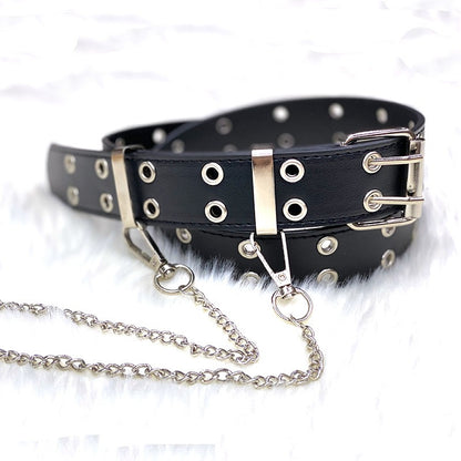 Punk Fusion Fashion Hip Hop Style Decorative Gothic Style Belt With Chain