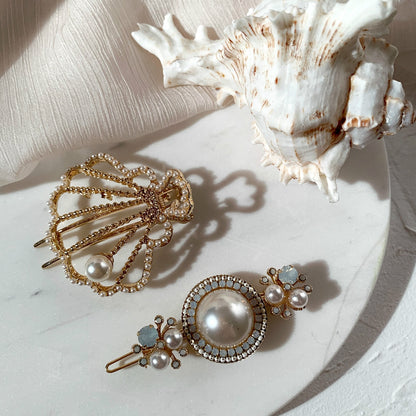 Pearly Shell Hair Barrettes