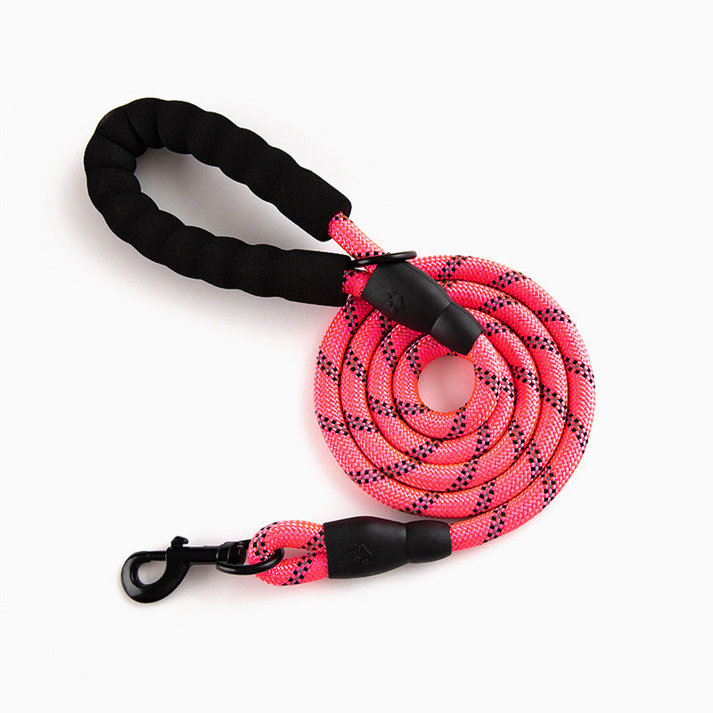 Reflective Round Rope Pet Leash with Anti-Running Foam Handle