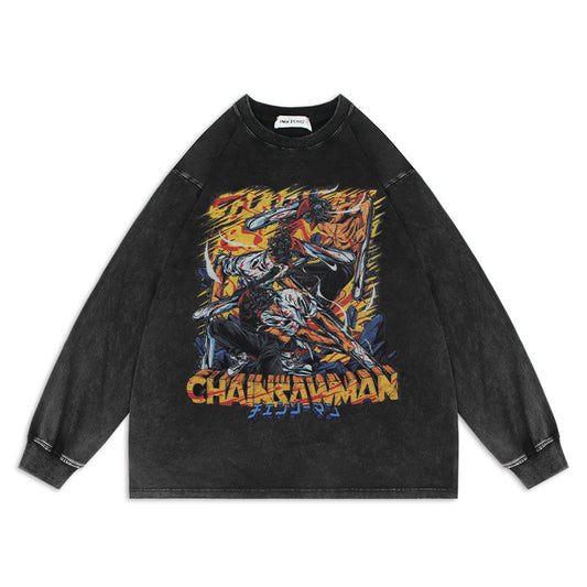 Various Chainsaw Man Heavy Duty Washed Sweaters