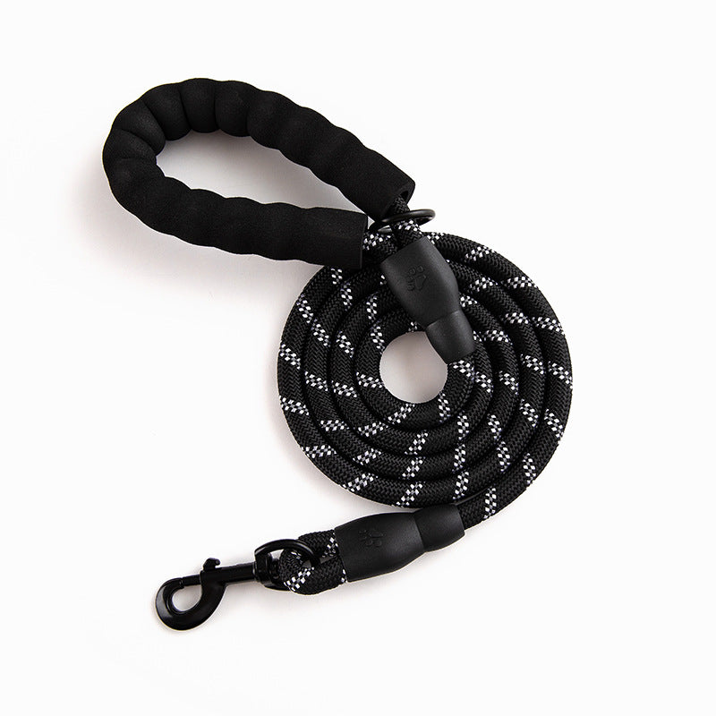 Reflective Round Rope Pet Leash with Anti-Running Foam Handle