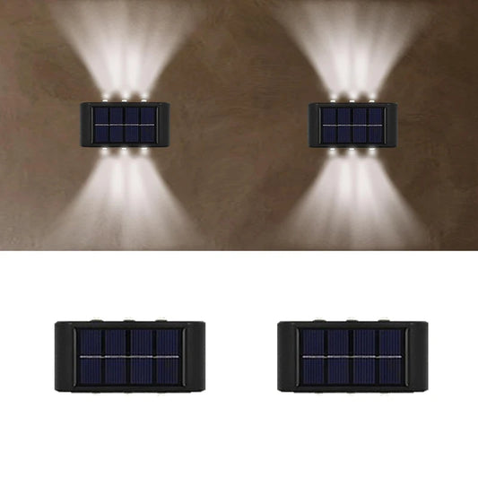 Solar Powered Garden Wall Light Outdoor Waterproof 6LED Beads up down Lamp for Street Terrace Fence Courtyard Wall Decoration