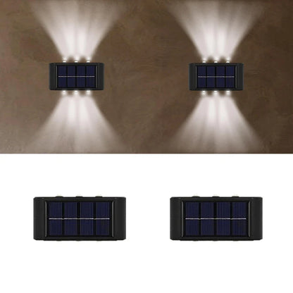 Solar Powered Garden Wall Light Outdoor Waterproof 6LED Beads up down Lamp for Street Terrace Fence Courtyard Wall Decoration