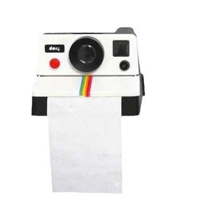 Vintage cute camera tissue holder toilet paper roll box.
