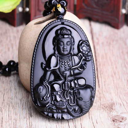 Black Obsidian Lucky Buddha Amulet
