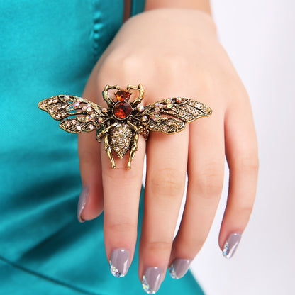 Bee Harmony: Colorful Crystal Stone Ring