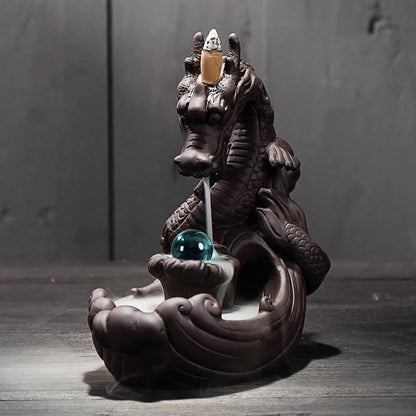 Lucky Dragon - Backflow Incense Burner w/ Crystal Ball + Incense Cones