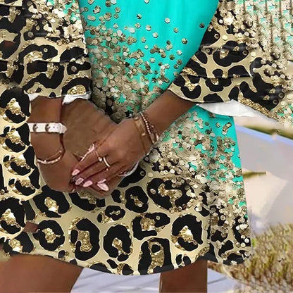 Leopard Print V-Neck Beach Dress