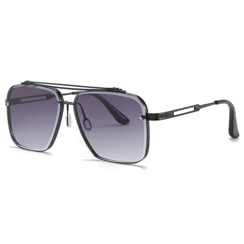 Urban Edge: Stylish Double Beam Cut Metallic Sunglasses