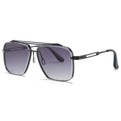 Urban Edge: Stylish Double Beam Cut Metallic Sunglasses