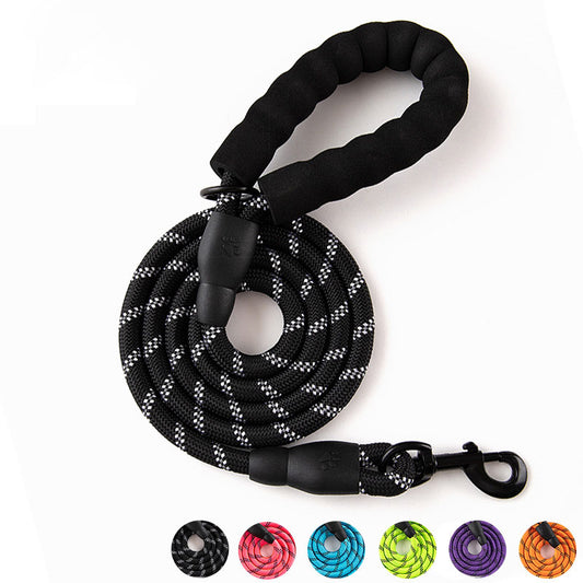 Reflective Round Rope Pet Leash with Anti-Running Foam Handle