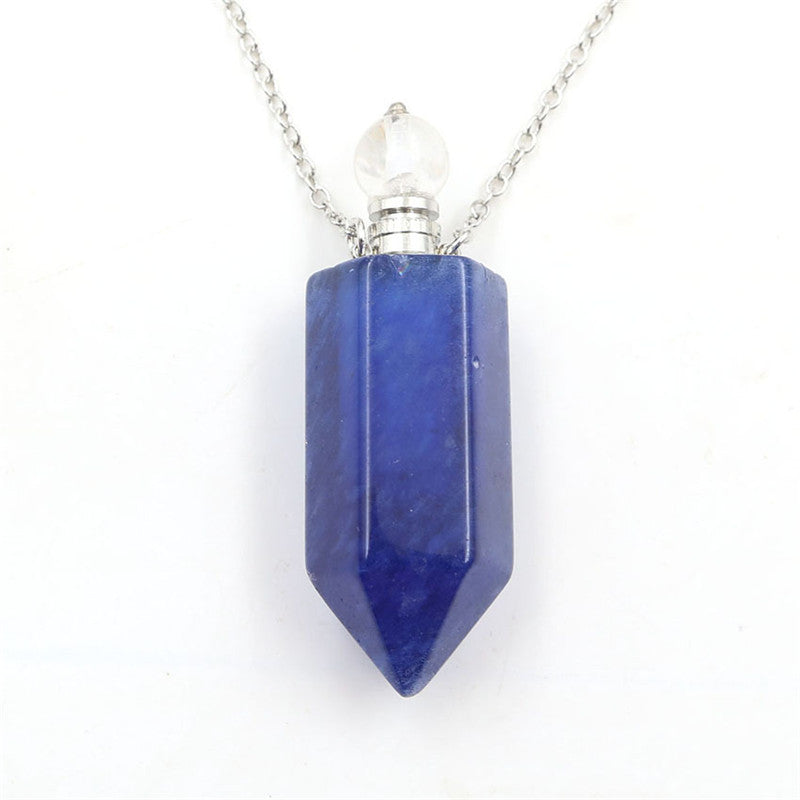Perfume Bottle Pendant Necklace - Various Natural Crystals