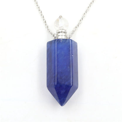 Perfume Bottle Pendant Necklace - Various Natural Crystals
