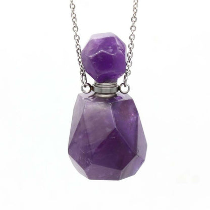 Perfume Bottle Pendant Necklace - Various Natural Crystals
