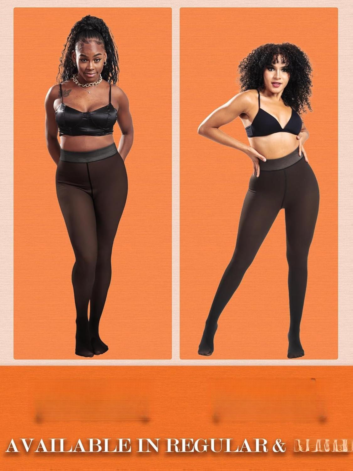 Skintone Fleece-Lined Winter Leggings - Fake Pantyhose Appearance for Styling In Cold Weather