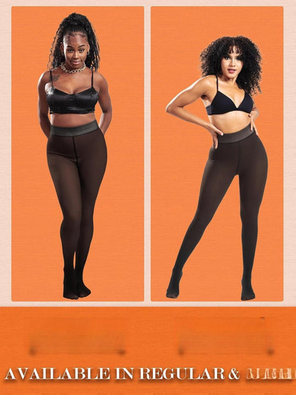 Skintone Fleece-Lined Winter Leggings - Fake Pantyhose Appearance for Styling In Cold Weather