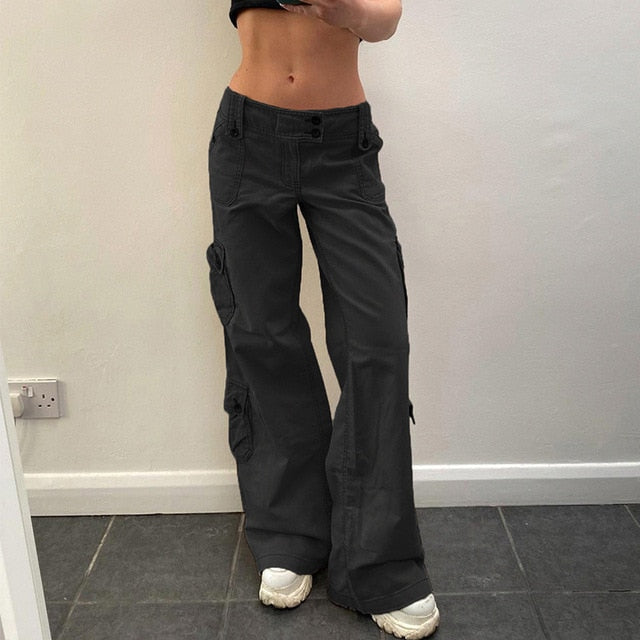 Low Waist Button Denim Pants