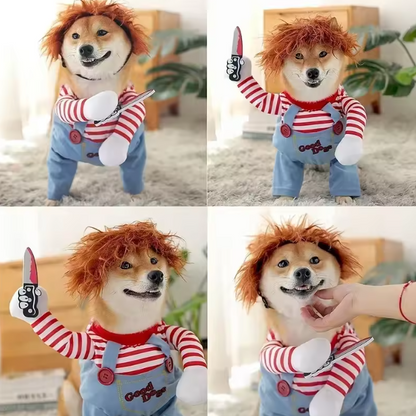 Red Chucky Doll Dog Costume - Spooky Halloween Outfit For Pets
